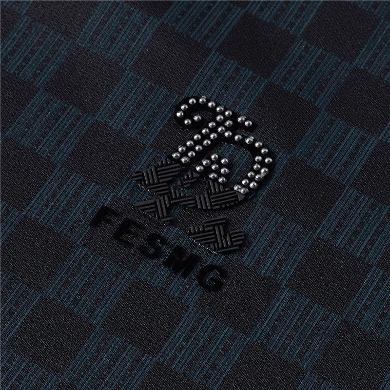 New Seamless Polo Shirt Summer Lapels Plaid Middle-Aged Fashion Fashion Short Sleeve