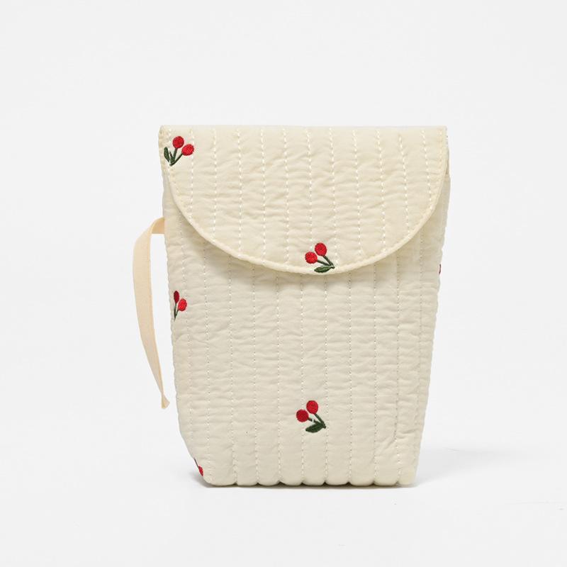 

Embroidered Cotton Baby Diaper Bag Washable Mummy Bag Bottle Nipple Nappies Storage Pouch Stroller Hanging Bag Вишня