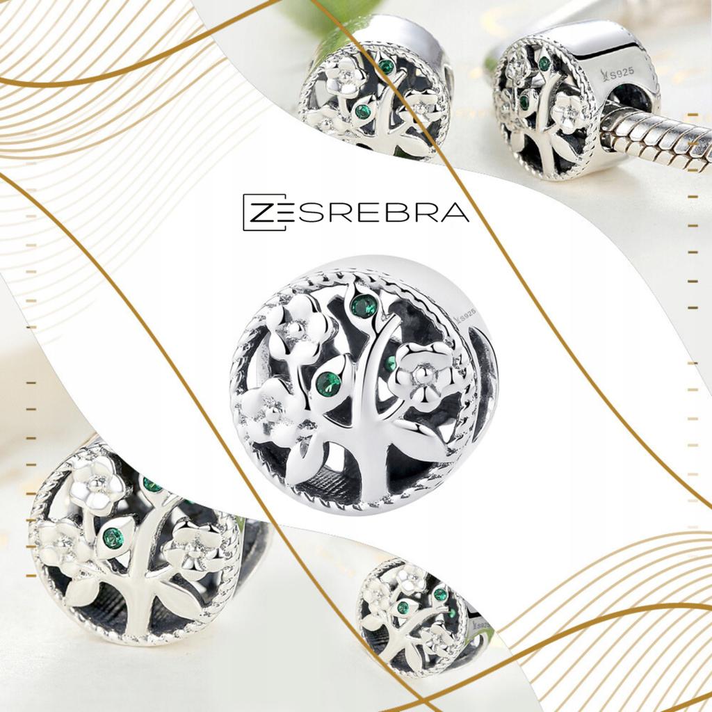 Charms Tree Bead Pendant 925 Colorful Zircons Beads