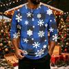 Men's Casual Shirt with Raglan Three-Quarter Length Sleeves Christmas Print Pullover