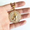 Hip Hop Praying Hands Full Rhinestone Pendant Necklace Charm for Men Women Gifts Gold Color Stainless Steel Jewelry Dropshipping