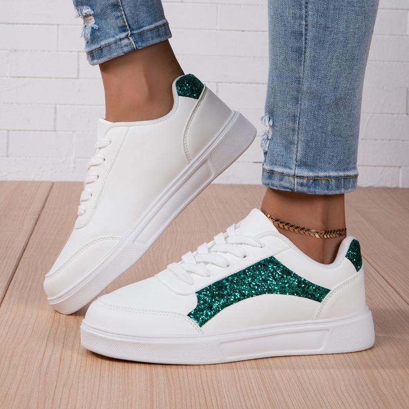 Fashion Fashion Versatile Woman Shoes 2025 Spring New Women's Sequined Sneaker Anti Slip Round Toe Flat Shoes Simple Women Casual Shoe