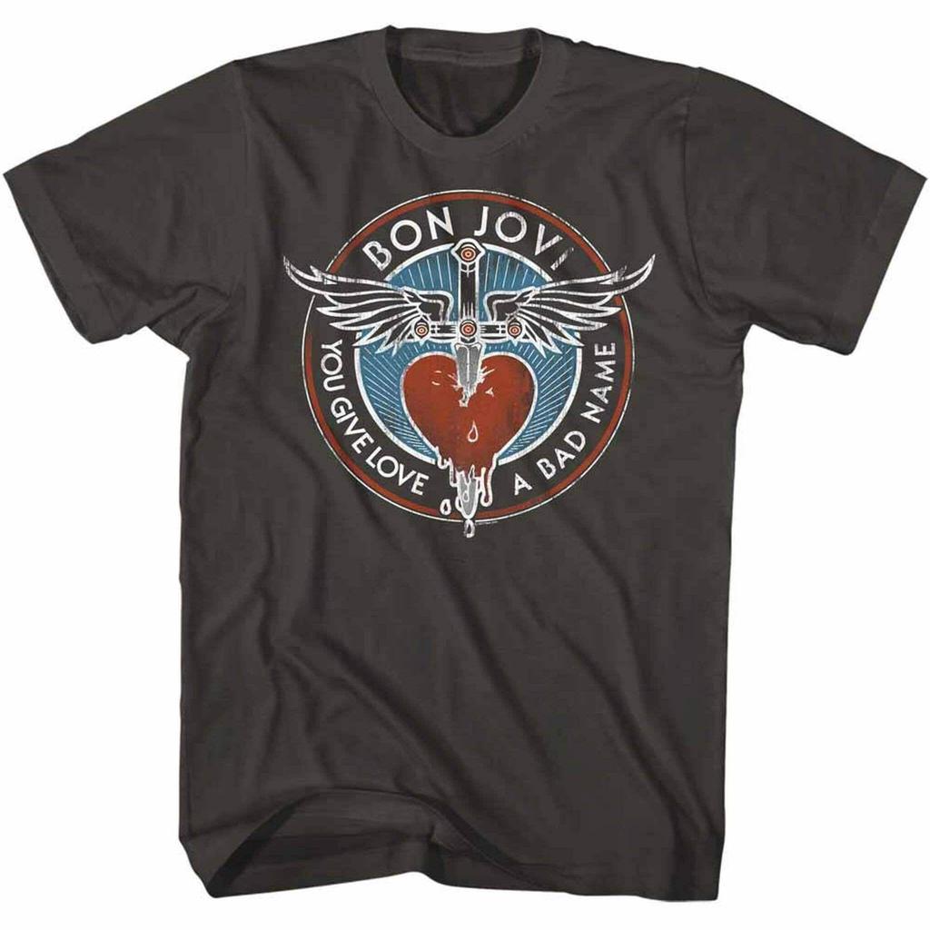 Bon Jovi Bad Name Smoke Adult T-Shirt