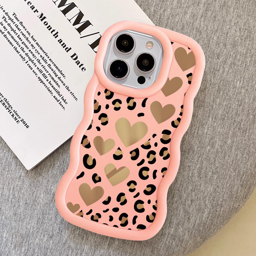 Case for iPhone 8 14 16 Pro Max 12 15 Plus 11 13 17 Air XR Soft Phone Cover Leopard Love Star