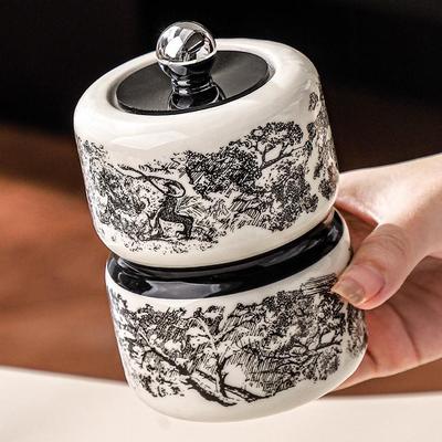 Ceramic Retro Toothpick & Cotton Swab Holder - High-End Home Decor Jar