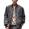 2025 European and American Men's Trendy Autumn and Winter Patchwork Buttoned Baseball Jacket Cardigan Coat
