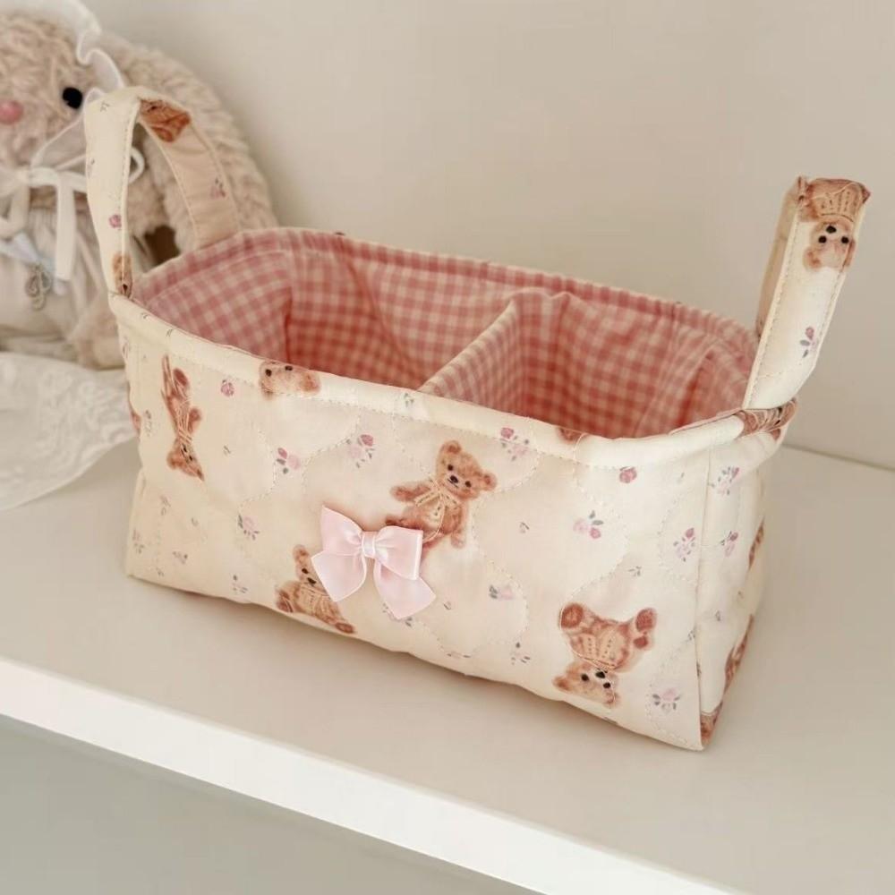 Cotton Small Quilted Storage Basket Square Cosmetic Organizer Home Supplies