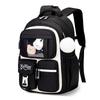 El-fmly Backpack for Elementary School Girls, 22L, Water-Repellent, with Chest Strap, Plain Black,