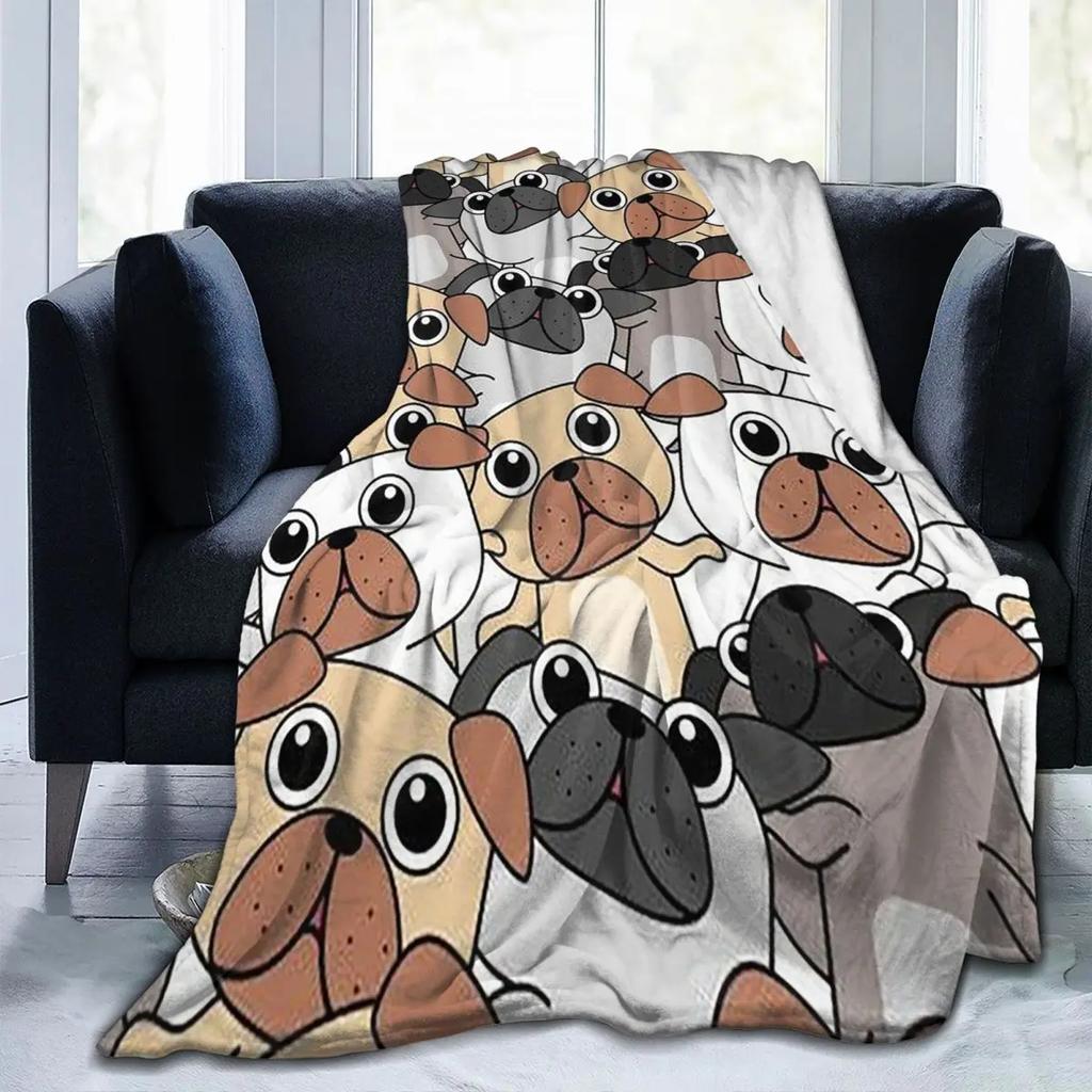 Hund Sherpa Süßer Mops Hund Tier Thema Decken Flanell Überwurfdecke Überwurfdecken für Schlafzimmer Outdoor Überwürfe Tagesdecke Steppdecke