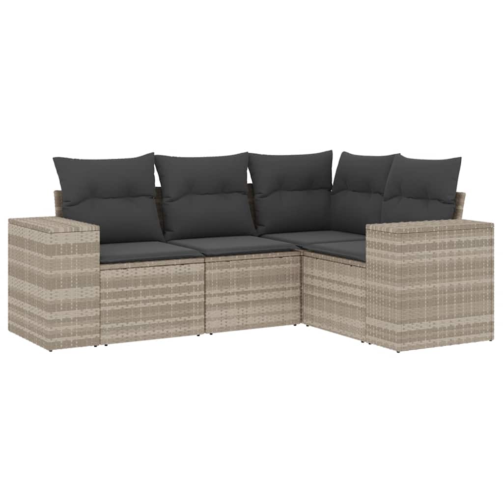 Vidaxl 4-Cz. Set da Giardino, Cuscini, Grigio Chiaro