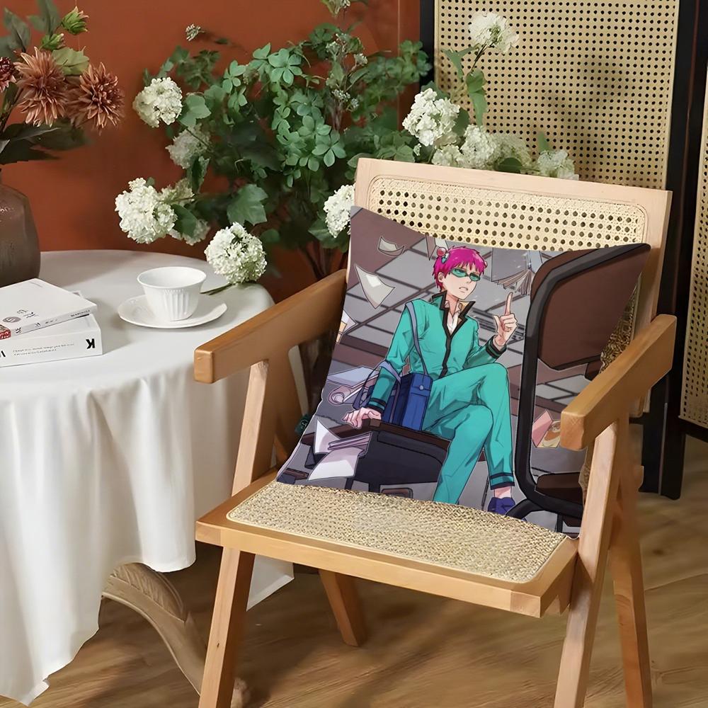 

Disastrous Life SSaiki K Cushion Cover Silky Short Plush Invisible Zipper Dustproof Sofa Pillow Case for Home Decor 30x30cm