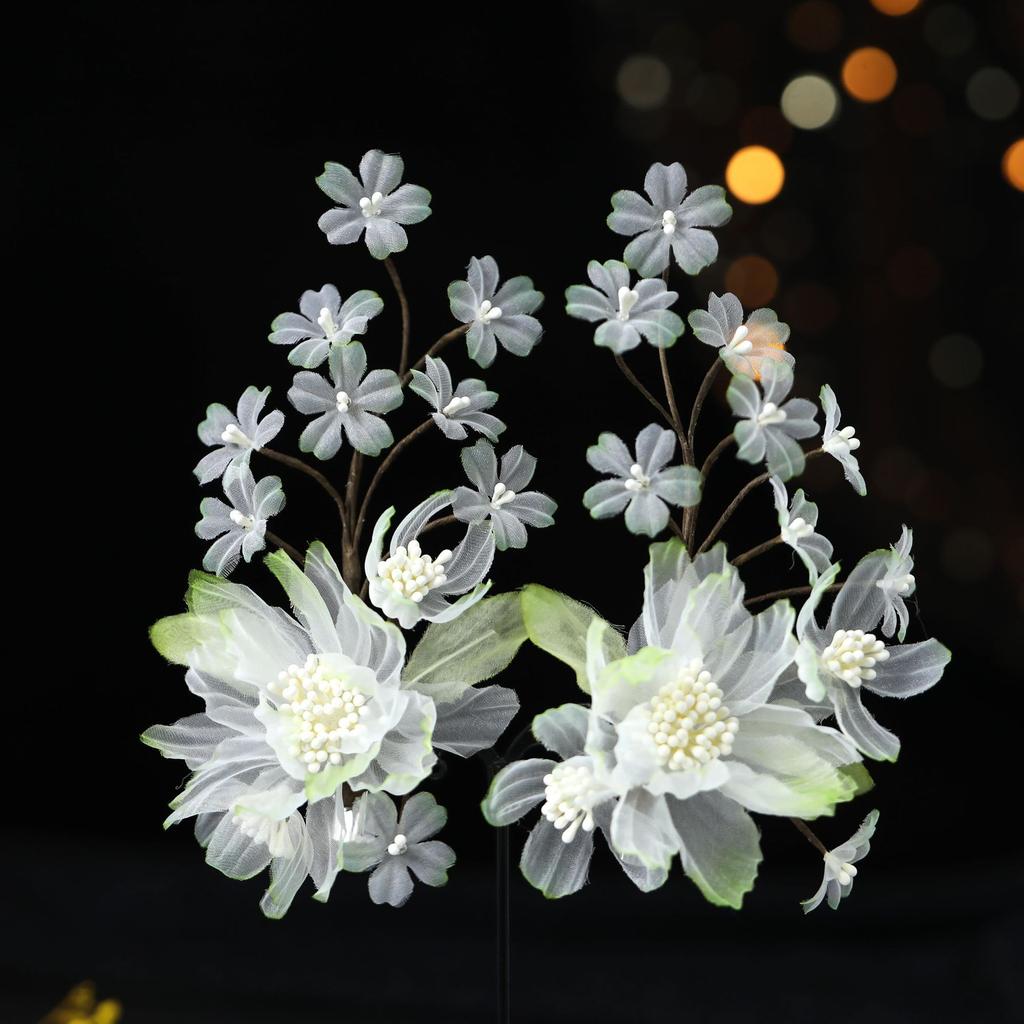 Flower Hair Clips Forks Chinese Hanfu Hair Accessories for Women Hairpin Fork Handmade Vintage Wedding Hair Jewelry Retro Crowns for Girl and Women