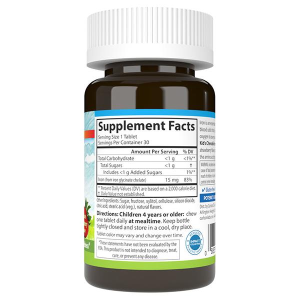 Iron for Children, Kid's Chewable Iron 15, Carlson Labs 30tab Strawberry (36353100)