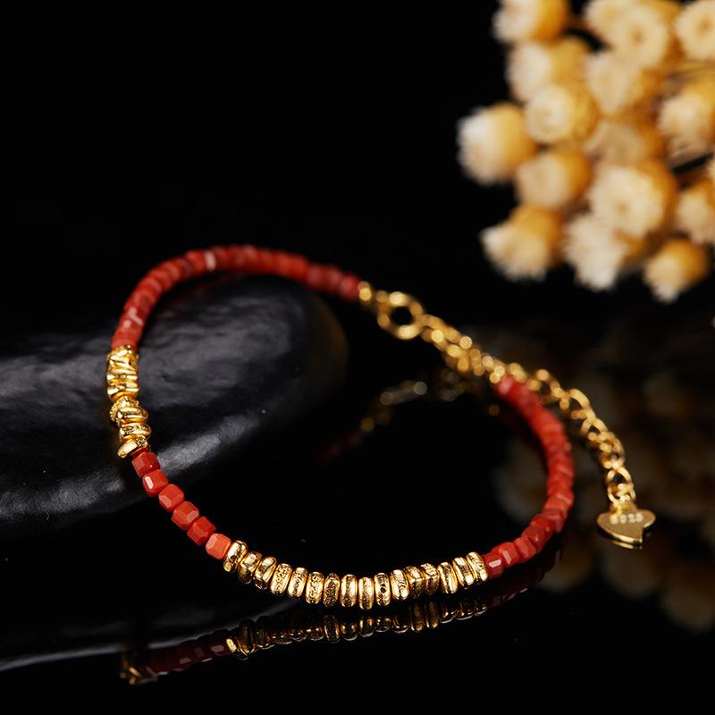 Natural Gemstone Nanhong Agate Necklace Women'S S925 Sterling Silver Pendant Broken Silver Xiaohongshu Jewelry