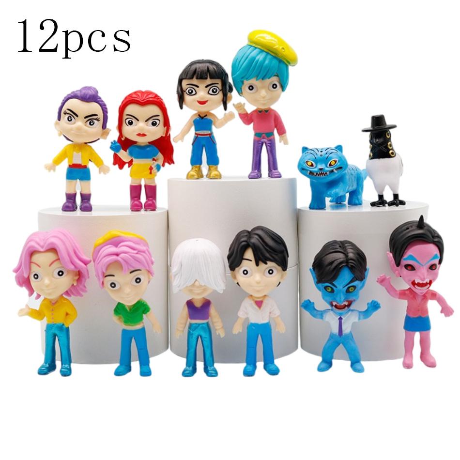 12pcs/SetKpop Demon Hunters Figure Model Toy PVC Cartoon Gaming Peripherals Desk Decoration Collection Figures Model Toy For Kid