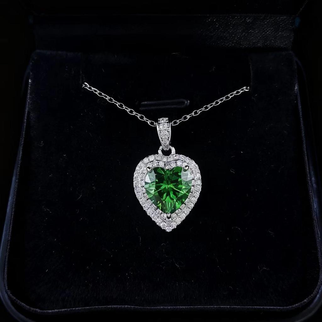 Fashion Love Necklace Imitation Classic Heart Of The Ocean Sapphire Jewelry Set Women'S Ring Stud Earrings Pendant
