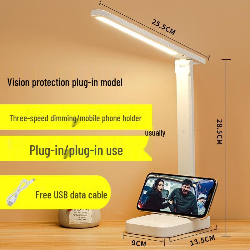 USB LED Folding Desk Lamp: Eye-Protection Night Light for Student Study, Bedside, Dormitory, or Reading