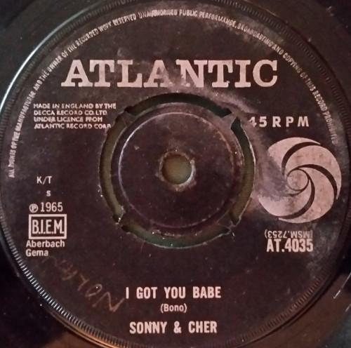 

7-дюймовая пластинка SONNY CHER I Got You Babe AT4035 Atlantic 1965 UK Rock Б/у