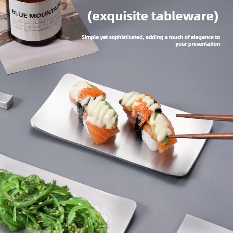 Stainless steel sushi plating dish hotel and restaurant face towel dish creative snack and side dish dish oval pastry dish