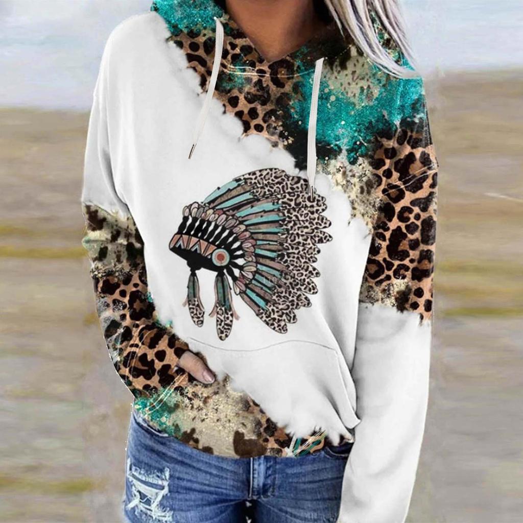 Women's Casual Fashion Temperament Round Neck Jumper Long Sleeve Western  Hoodie