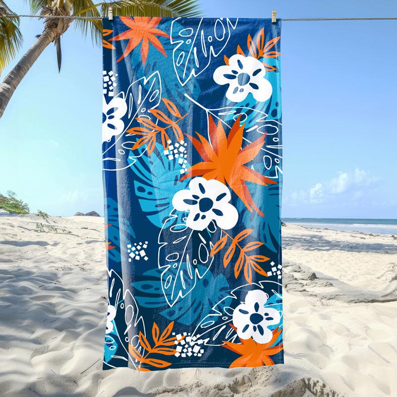 Abstract Tropical Print Microfiber Towel Assorted Colors Lightweight Quick Dry Sand Free with Palm Leaf Design for Beach Party