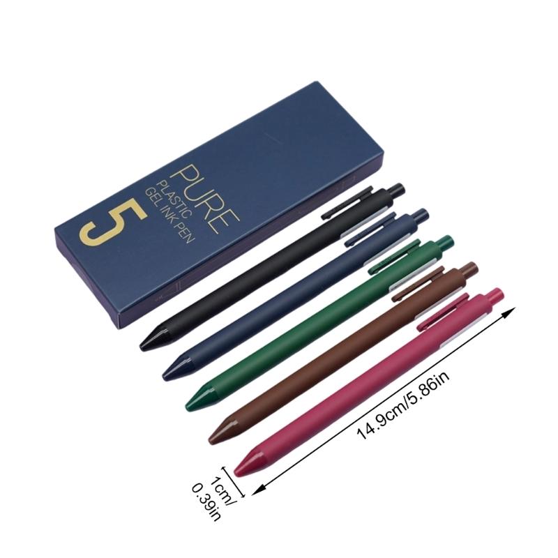 5PCS Retractable Gel Pen for Writing Journaling Quick Drying Gel Inks Pen 0.5MM Tip Black Inks Office School Supplies