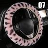 Luxury Leopard Winter Car Steering Wheel Cover Fur Imitation Rabbit Hair Soft Plush Gear Handbrake Case Car Interior
