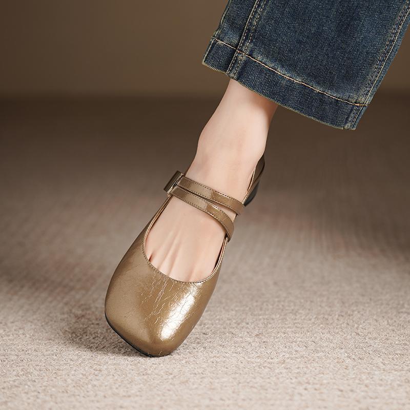 French gentle wind low heel single shoes women's 2025 spring and autumn new light mouth small leather shoes foreign style word with Mary Jane shoes