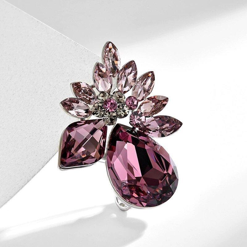 

Модная хрустальная брошь, Изысканная женская брошь класса люкс с цветочным дизайном, Роскошная и элегантная брошь фиолетовый