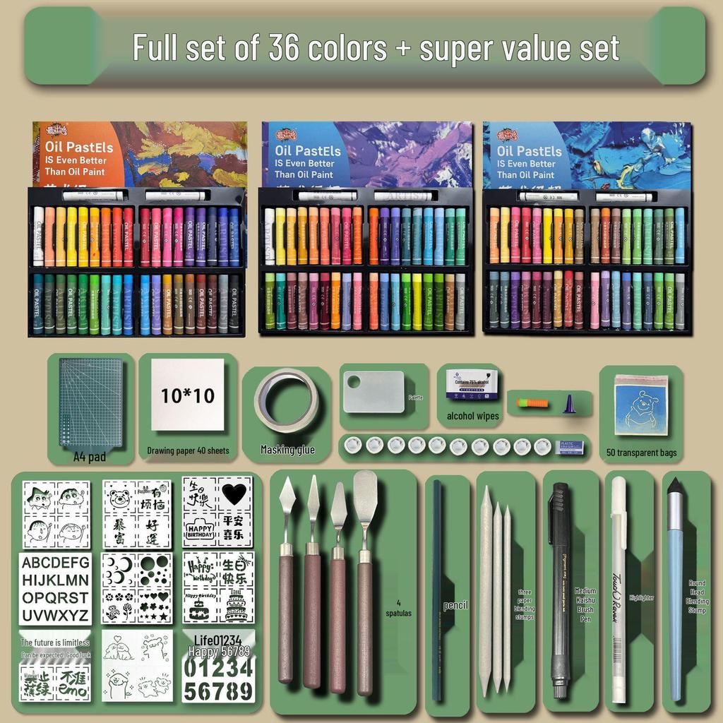 48-Color Super Soft Oil Pastels Set with Scraper - Child's Painting Kit