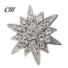 Decorative Lapel Pin 1/2Pcs Double-Layered Eight-Pointed Star with Rhinestones, Thickened Alloy Collar Safety Buckle for Suits Shirts Wedding