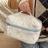 Blue Bow Quilted Women Cosmetic Bag Sets Large Capacity Makeup Handbag Travel Pouch 3 Type Ladies Zipper Organizer for Bags