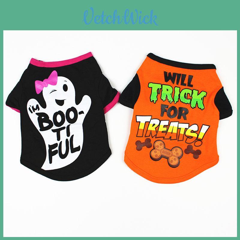 Premium Quality Cartoon Print Halloween Pet Dog Clothes For Stylish Puppies And Kittens
