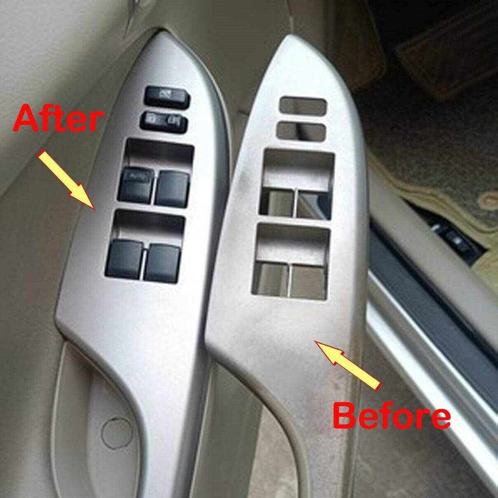 Door Window Switch Bezel Front Side for Toyota Corolla 2009 2010 2011 2012 2013 Door Armrest Panel Trim Cover Silver (Left (Driver) Side)