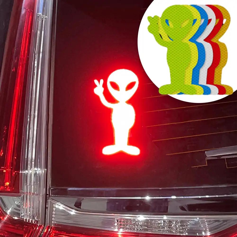 Fashion Alien Peace Highly Reflective Warning Decal Car Sticker Personality for Motorcycle Vinyl Decals Accessories Sunscreen