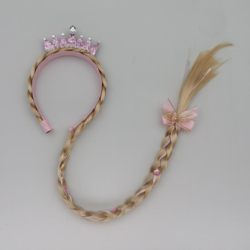 Pearl Crown Headband with Wig Braids & Snowflake Decor for Girls—Princess Style, Perfect for Daily Wear & Holiday Parties