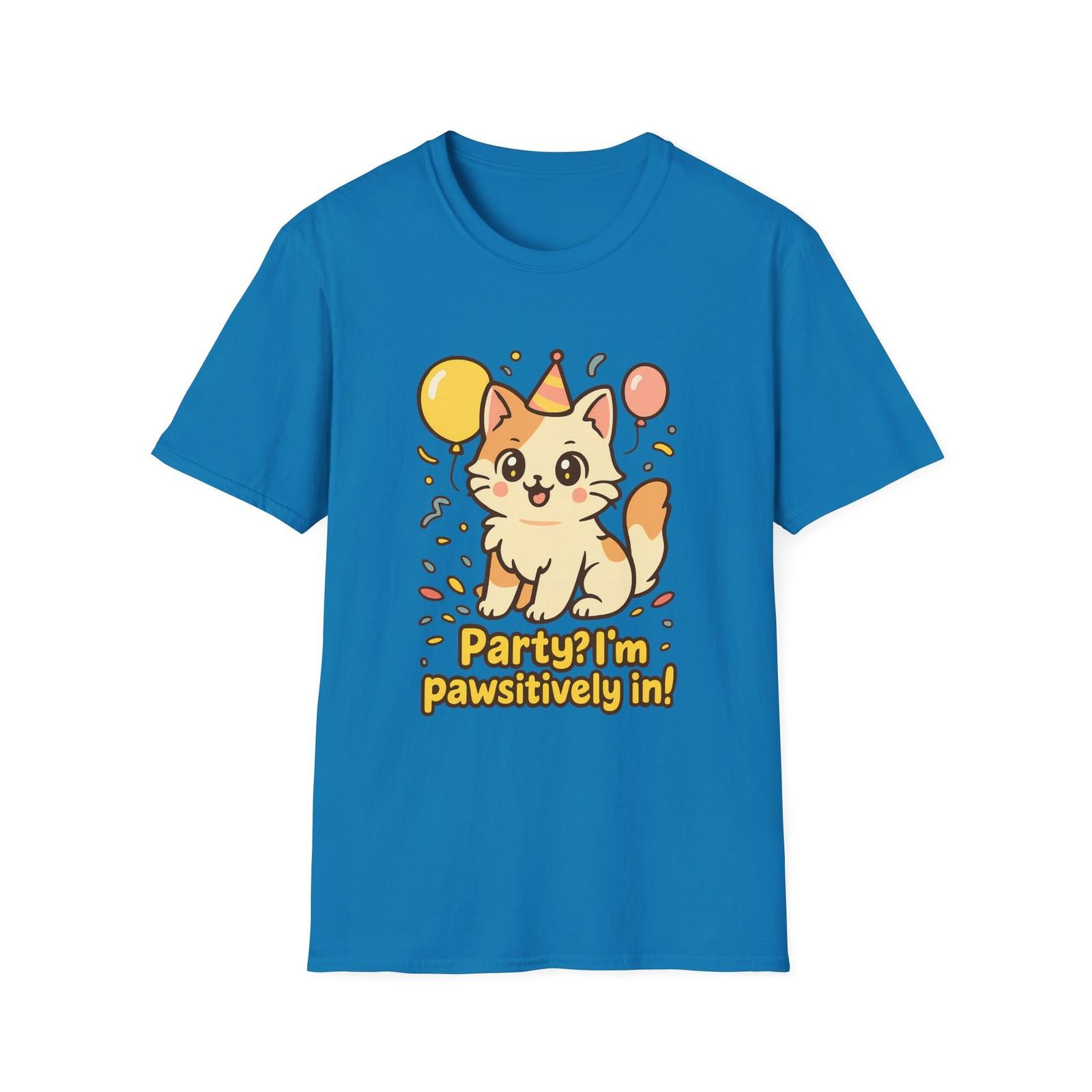 Unisex Softstyle T-Shirt Mens Womens Tees Top Kawaii Cat Party Tee Anime Style Pastel Colors 3XL