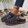 Women's Cross-Border Baotou Wedge Flip-Flops: Hollow Strip Velcro Sandals with Open-Back Design