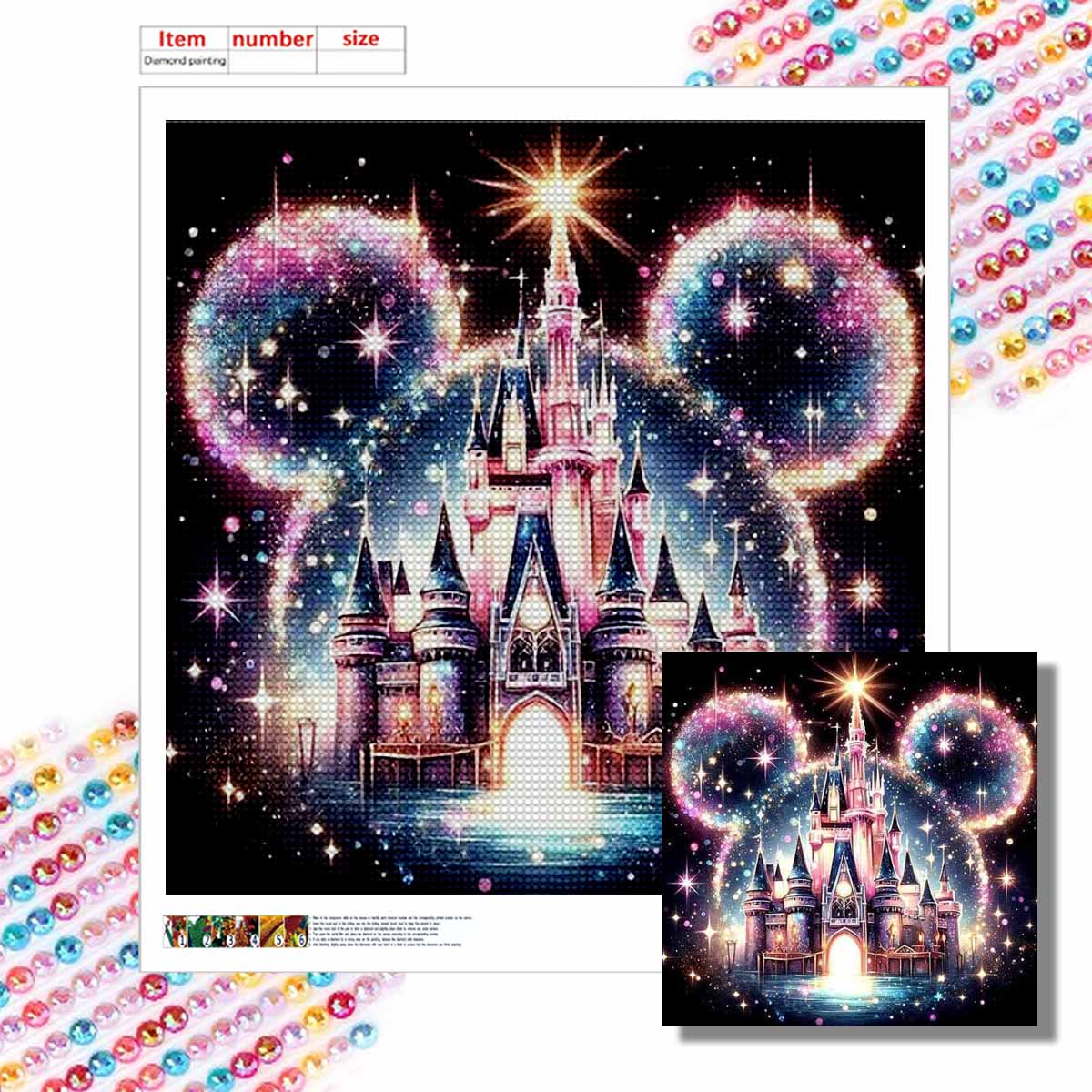 

Полная круглая алмазная живопись Микки Маус Замок Искусство Стразы Картина Мозаика Сделай сам 5D Вышивка крестом Домашнее украшение Round 30x30cm