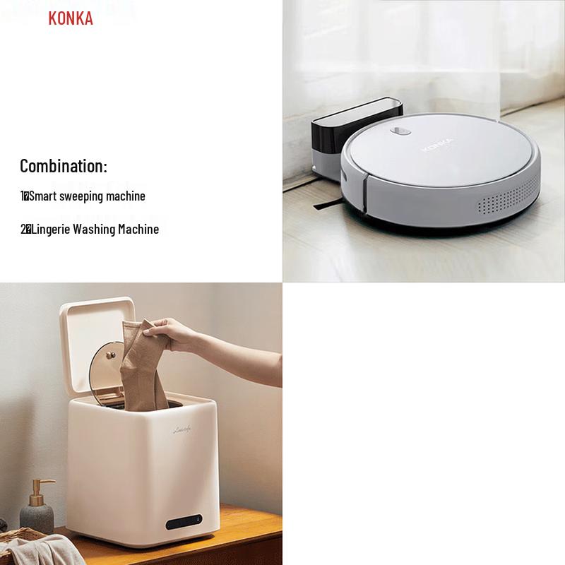 KONKA Smart Robot Vacuum & Underwear Washer-Dryer Combo Set CN plug (adapter included)
