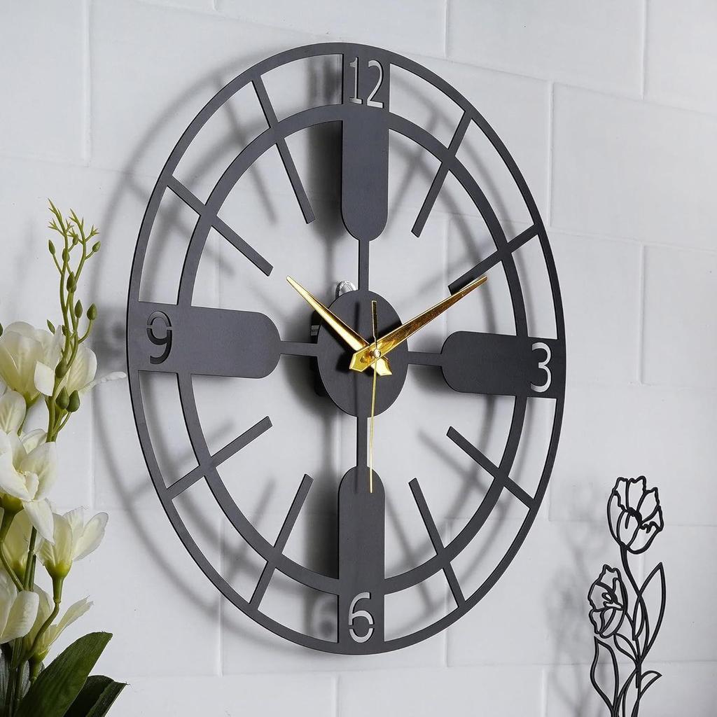 Snygg Metallväggklocka för Vardagsrum || Antik Stor Modern Analog Väggklocka för Sovrum, Kontor, Kök, Hall & Heminredning