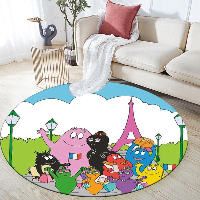 Barbapapa3,Round Area Rug,Carpet Rug for Living Room Bedroom Sofa Playroom Decor,Non-slip Floor Mat