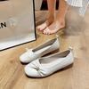 Women's Flat Shoes Spring New Square Head Shallow Mouth Pearl Soft Sole Anti-slip Wear-resistant Single Shoes