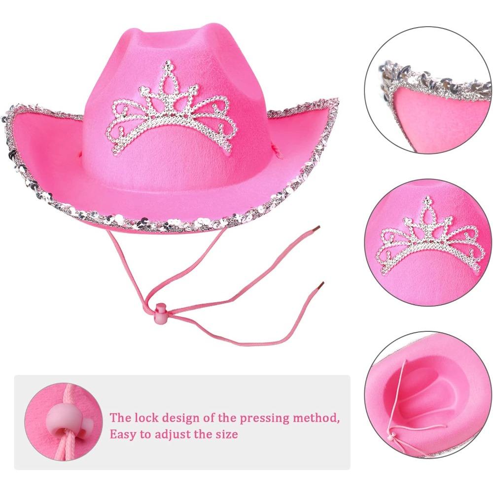 Pet Pink Cowboy Hat Costume Accessory Set Dog Cat Size Pink Cowgirl Princess Hat for Cat Puppy Western Costume Daily Wearing