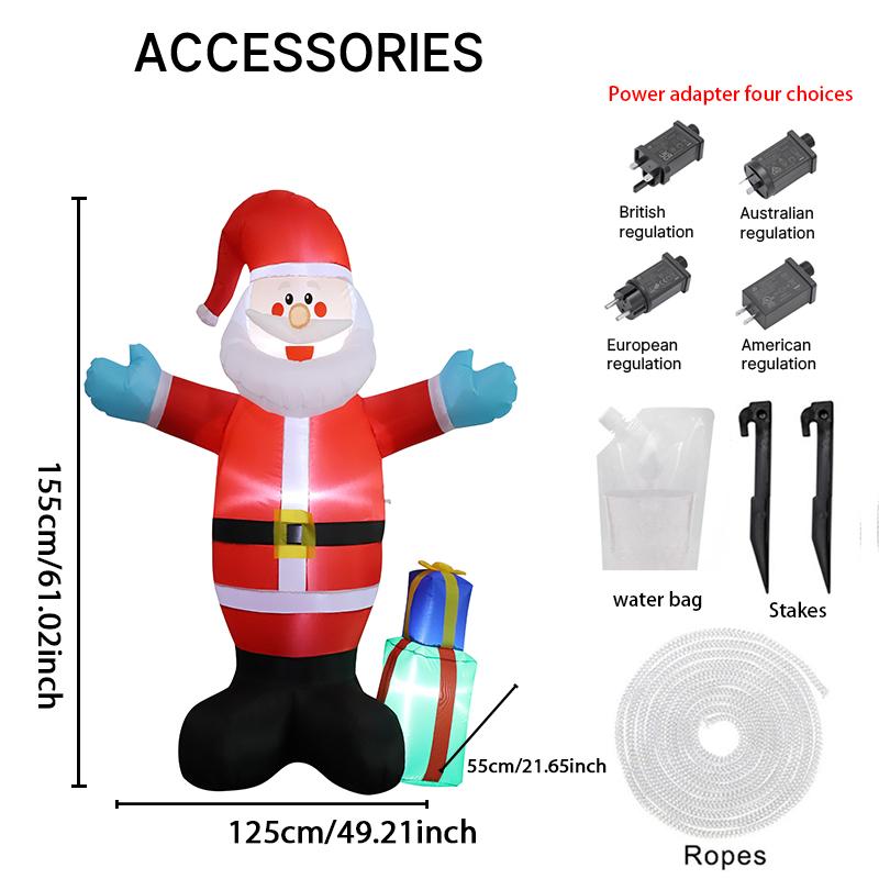 

4.92ФТ Надувная игрушка Дед Мороз Подарочные коробки Рождественские украшения для двора со светодиодами Рождественские принадлежности Домашние украшения Праздничные подарки RU
