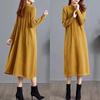 Knitted Dress for Women In Autumn and Winter Long Loose Solid Color Knee-length Sweater Dress Jacquard Half Turtleneck Sweater