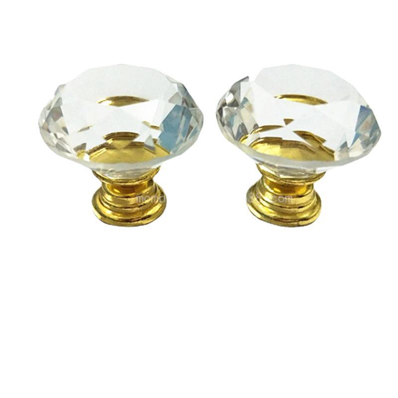 Gold Bottom 40mm Crystal Glass Drawer Knob Handle