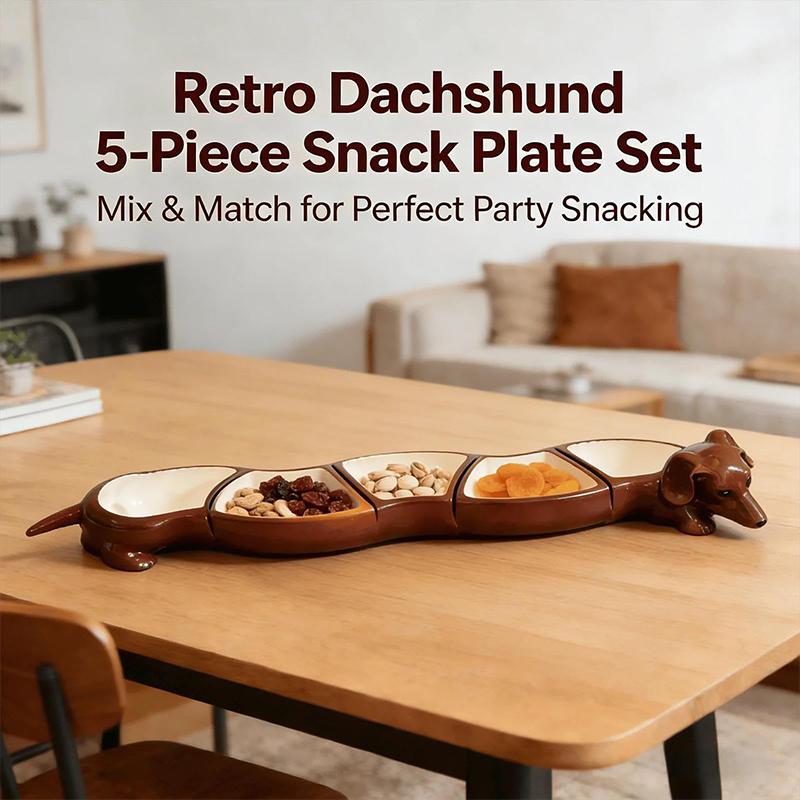 Serving Tray With Dividers Dachshund Design 5 Section Storage Organizer Served Tray With Compartment Set For Home Kitchen Supply