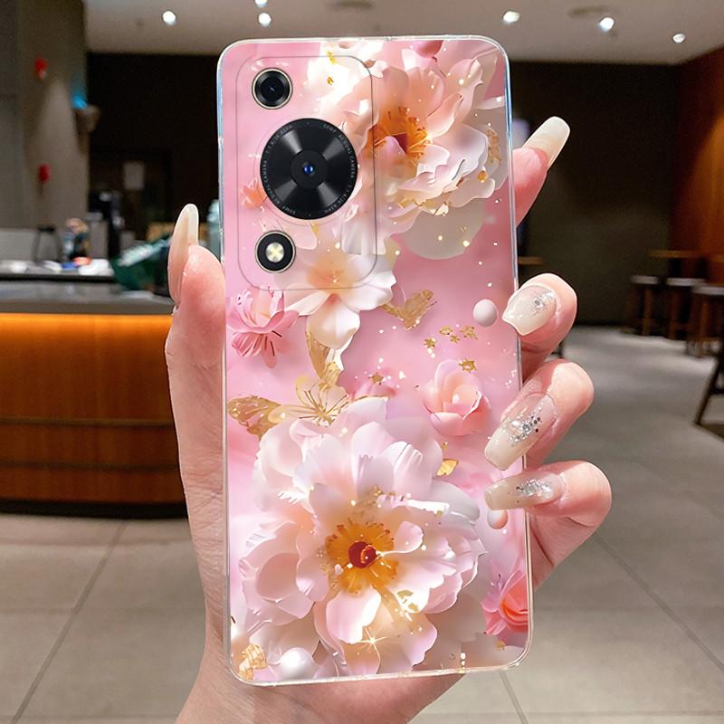 For Huawei Nova Y63 Case NovaY63 Y 63 Phone Cover Clear Silicone Fashion Flower TPU Soft Cases for Huawei Nova Y72s Back Shells