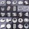 5pcs Silver Color Titanium Charms For Jewelry Making Supplies Irregular Geometry Stainless Steel Pendants Handmade Accessories